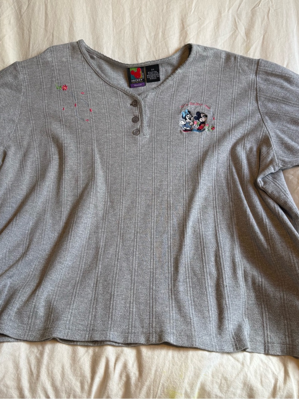 Vintage Disney Top with Mickey & Minnie Embroidery